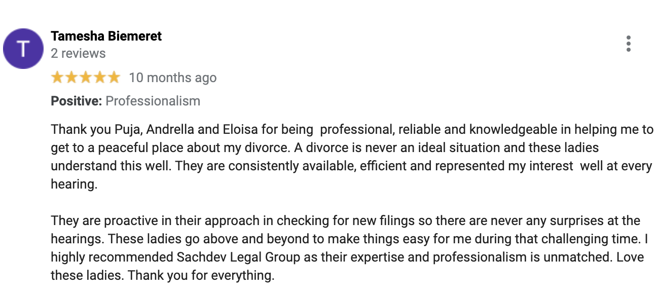 San Diego Divorce Client Review